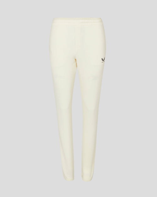 Cannoli Cream cricket trousers with drawcord waist mock fly front side pocket and mesh panels Castore logo