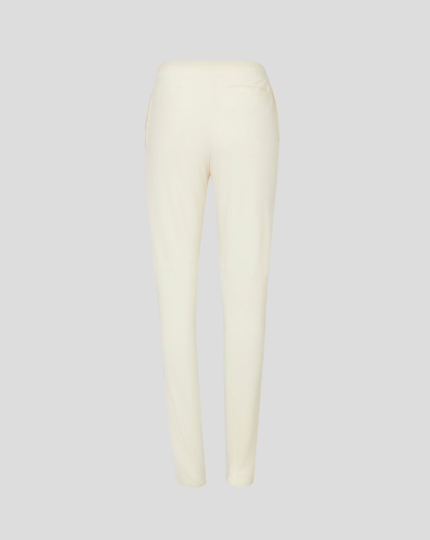 Back view of Cannoli Cream womens cricket trousers with drawcord waistband and side seam pocket