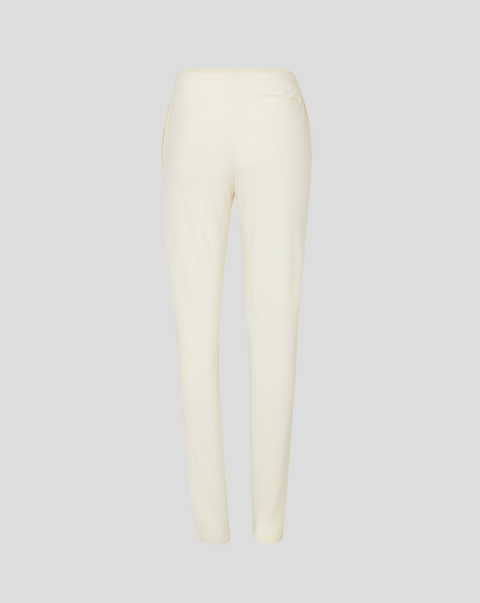 Back view of Cannoli Cream womens cricket trousers with drawcord waistband and side seam pocket