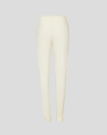 Back view of Cannoli Cream womens cricket trousers with drawcord waistband and side seam pocket