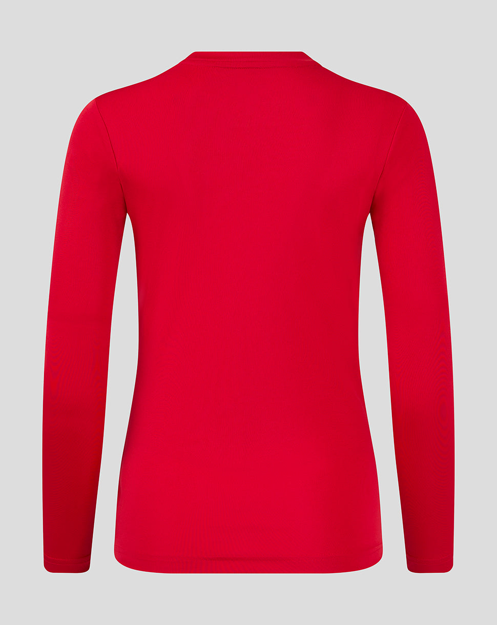 Back view of gradient red long sleeve training tee.