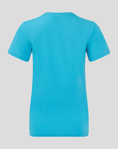 Back view of turquoise Aquarius T-shirt with plain fabric and no graphics.