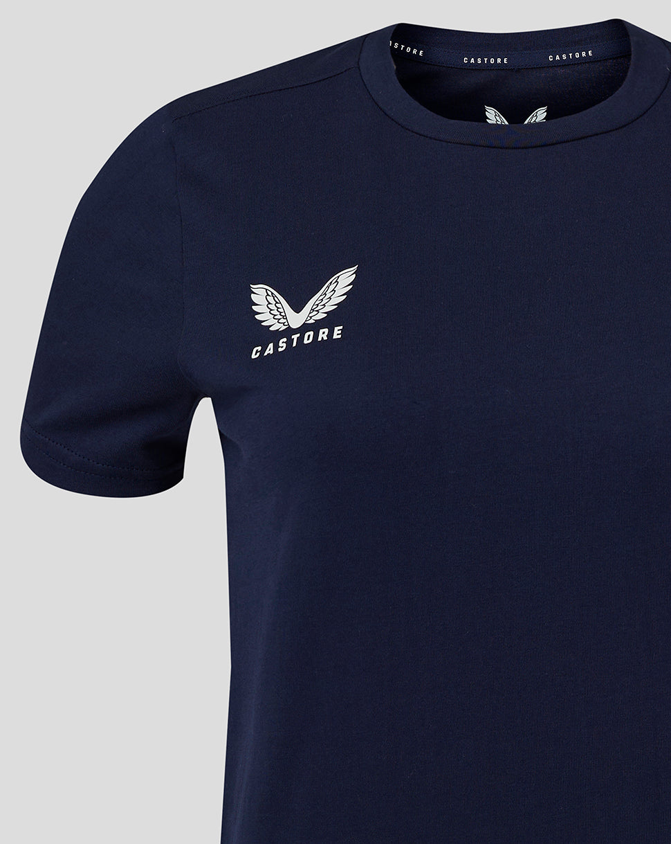 Navy tee with white Castore wing logo on the chest