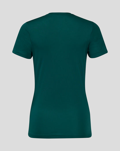 Back view of Botanical Garden teal short sleeve training tee with clean seams and smooth fabric.