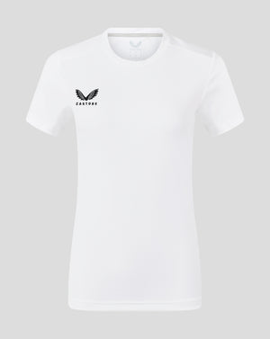White performance tee with crew neck and Castore logo on left chest