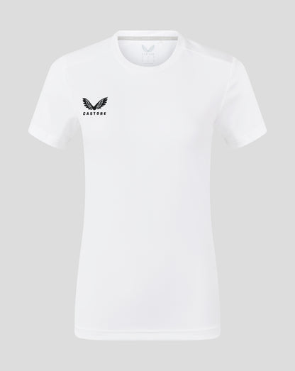 White performance tee with crew neck and Castore logo on left chest