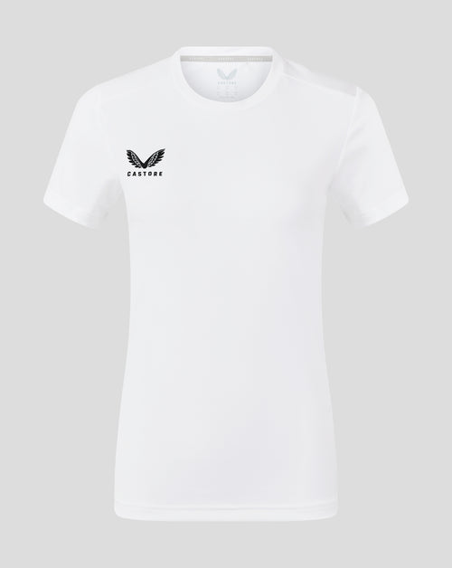 White performance tee with crew neck and Castore logo on left chest