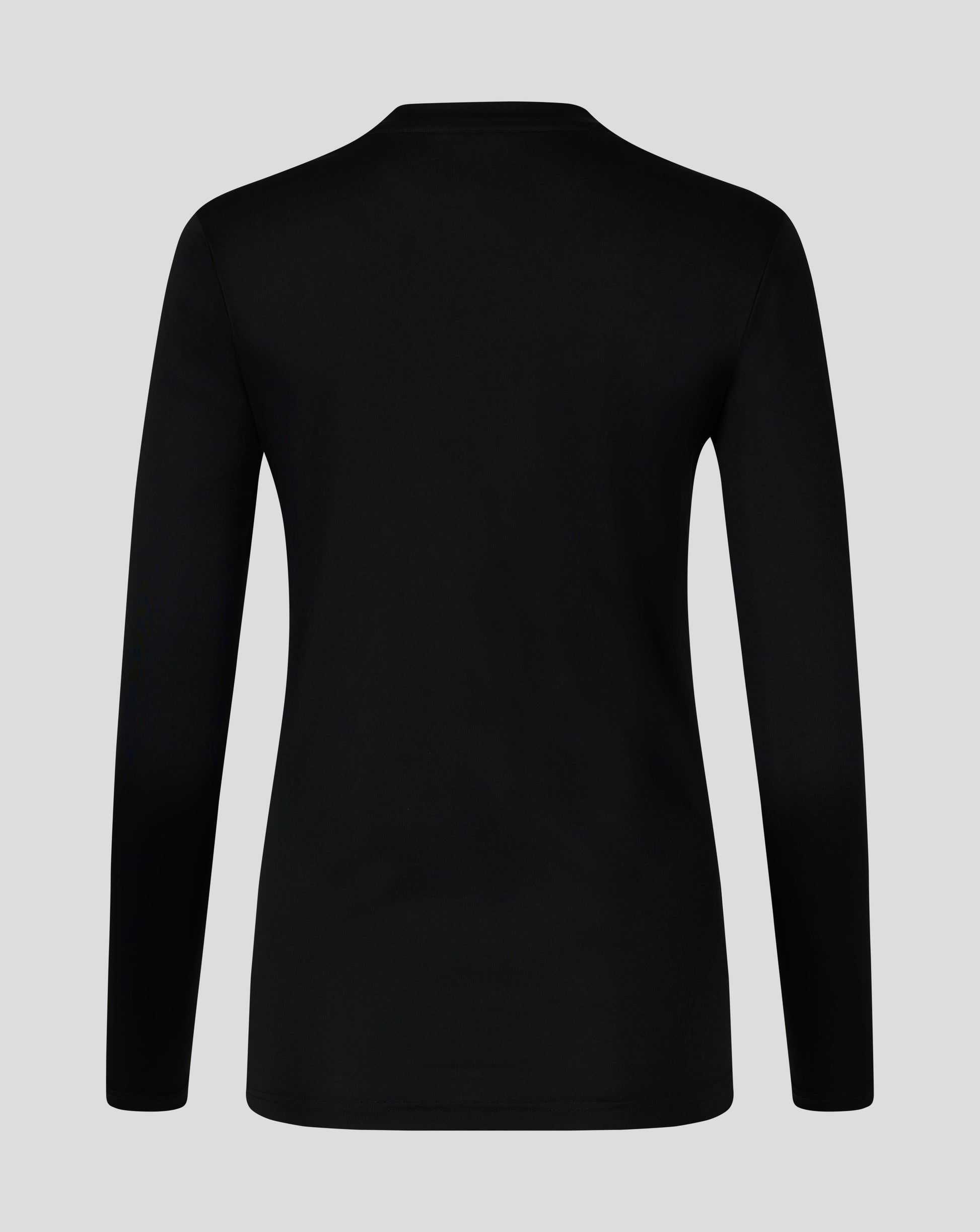 Back view of black long sleeve performance tee