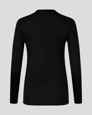 Back view of black long sleeve performance tee