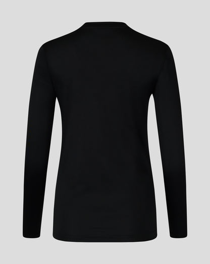 Back view of black long sleeve performance tee