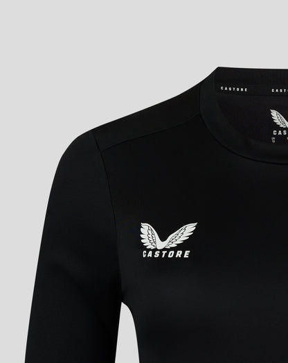 Close up of collar showing Castore branding along the inside neckline