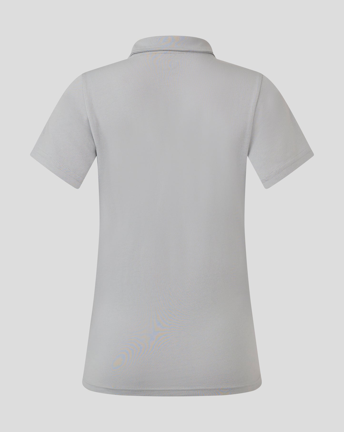 Back view of light gray Women's Cotton Leisure Polo showing collar and shoulder seams