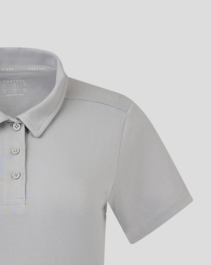 Light gray women's cotton polo with self collar and three button placket Castore logo