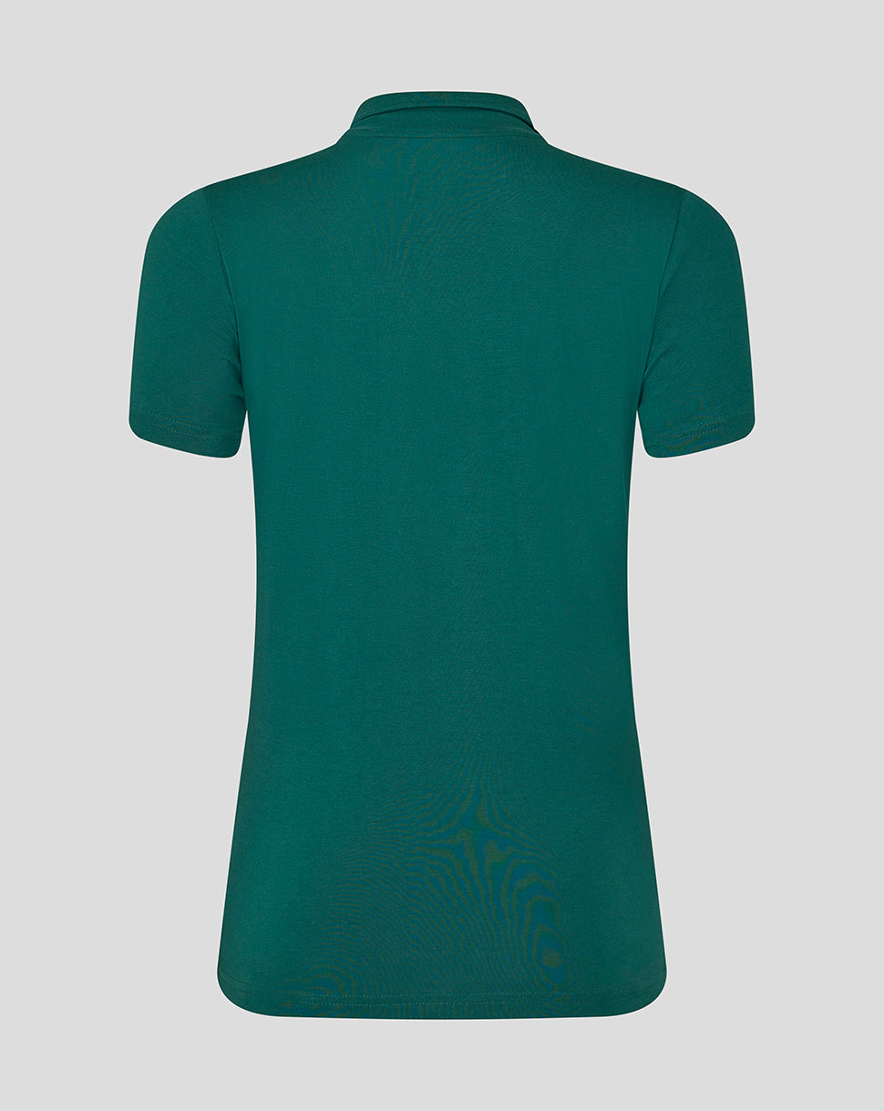 Back view of Leicester Tigers Women's 25/26 Training Polo Botanical in teal green