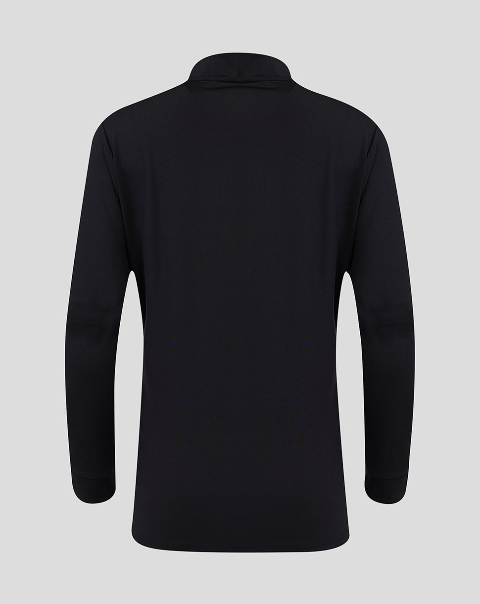 Back view of black ULSter women's quarter zip top in Caviar fabric