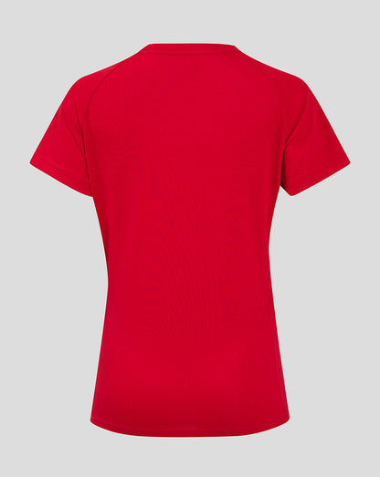 Rear view of Scarlets women's Pro Players short sleeve T shirt in red