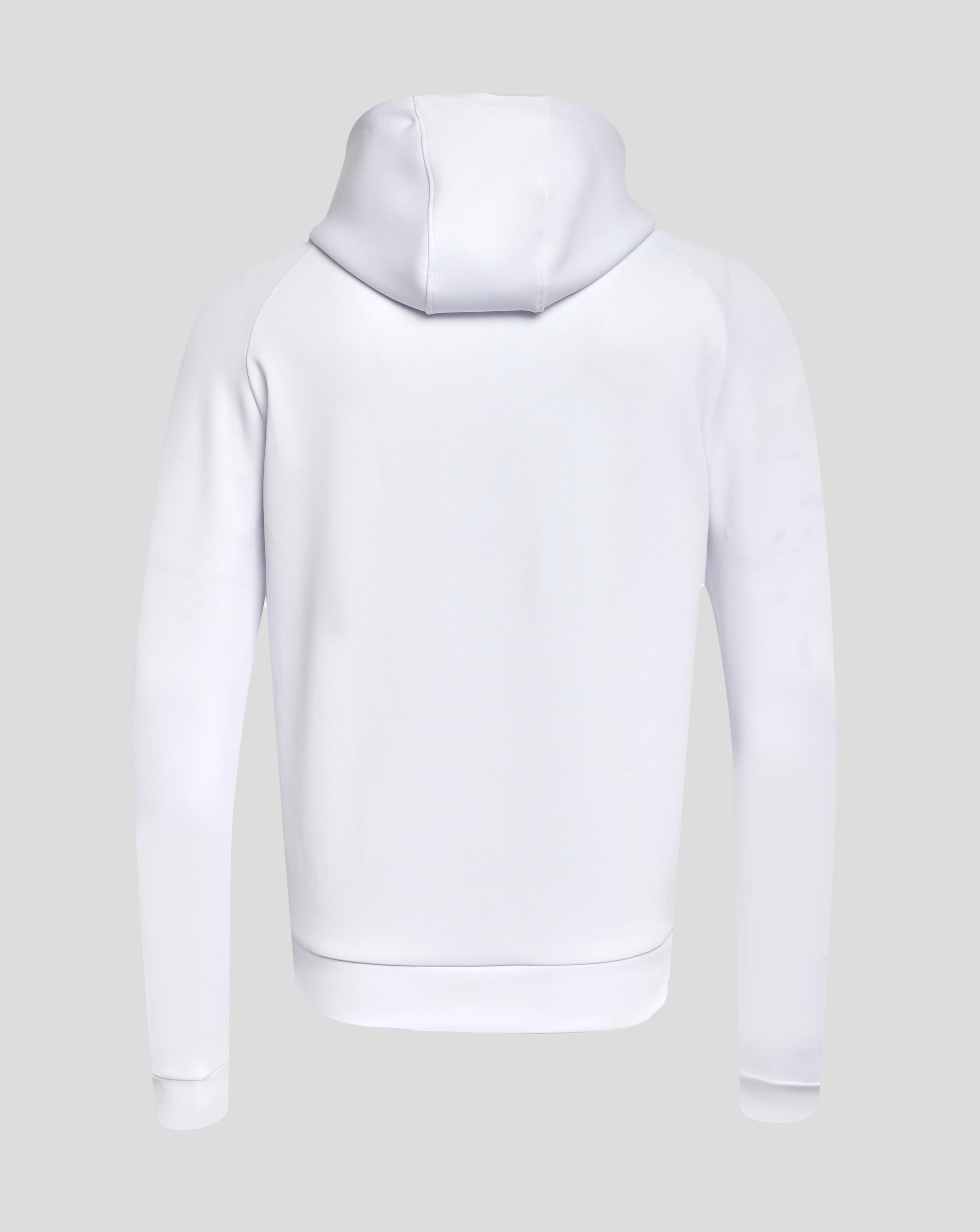 Back view of white Rangers Pro Players Scuba Lock Up Logo Hoody showing the hood and plain back.