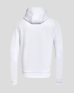Back view of white Rangers Pro Players Scuba Lock Up Logo Hoody showing the hood and plain back.