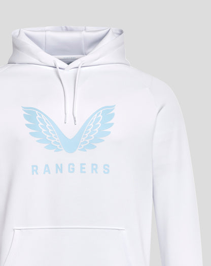White Rangers pro hoodie with blue crest on right chest and Castore logo on left, zippered front
