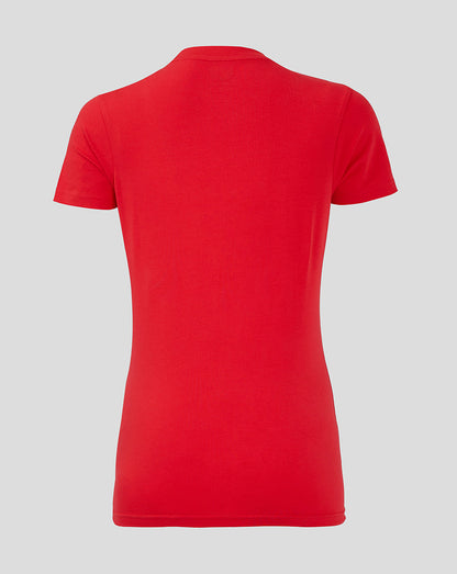 Back view of red Rangers training T shirt with plain back