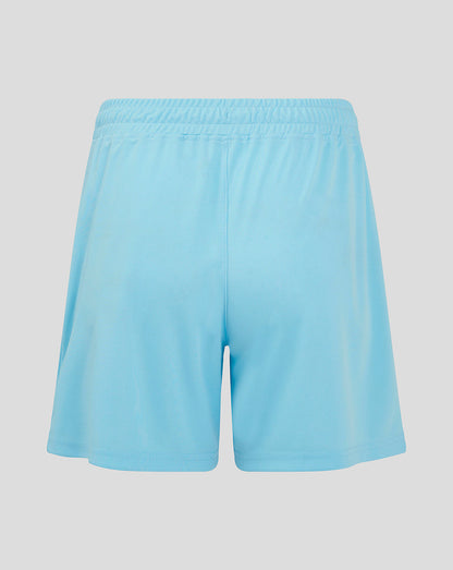 Back view of light blue Mk Dons Women's 24/25 Third Goalkeeper Shorts