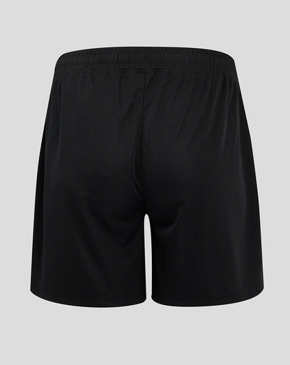 Back view of black Preston North End third shorts with elastic waistband.