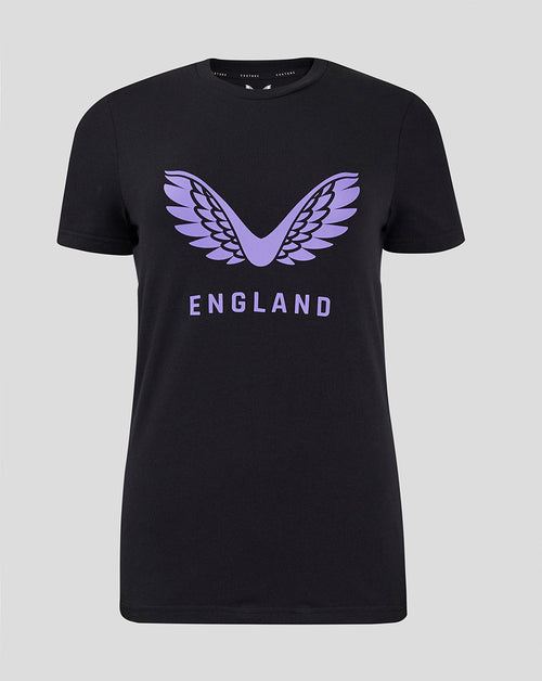 Black England training tee with purple wings graphic and ENGLAND text on the chest