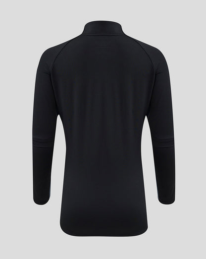 Back view of black Saracens training top with long sleeves