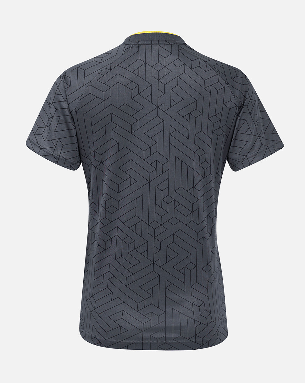 Back view of Everton Women 24/25 Away Shirt with dark geometric jacquard pattern