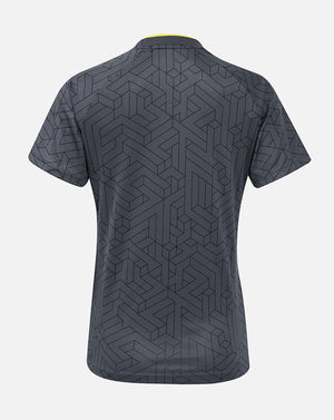Back view of Everton Women 24/25 Away Shirt with dark geometric jacquard pattern