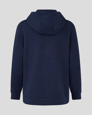 Back view of navy Everton 24/25 women's hooded travel jacket with a roomy hood