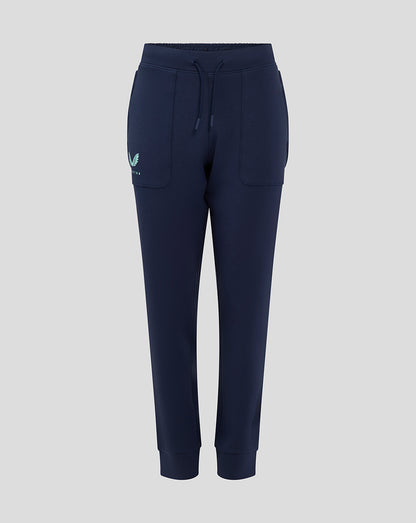 Front view of navy Everton 24/25 men's travel pants with a drawstring waist and side pockets