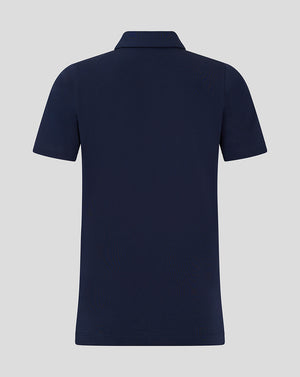 Back view of navy Everton travel polo showing simple design and short sleeves.