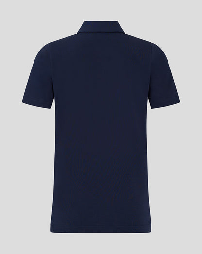Back view of navy Everton travel polo showing simple design and short sleeves.