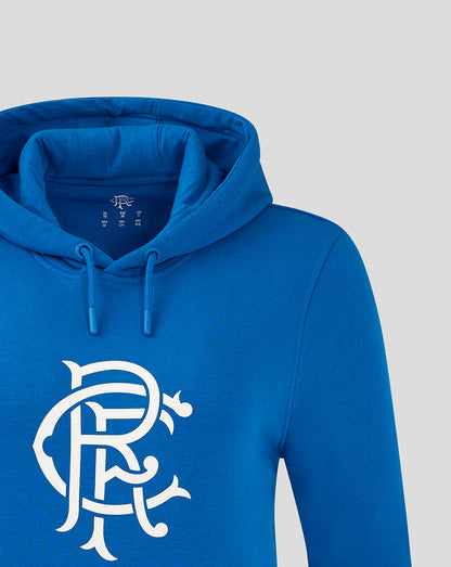Blue Rangers Women's Core Hoodie front view with hood and center chest crest