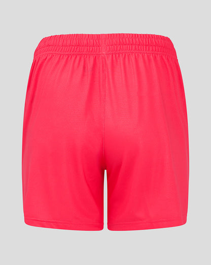 Back view of bright pink Rangers Women Away Goalkeeper Shorts with an elastic waistband