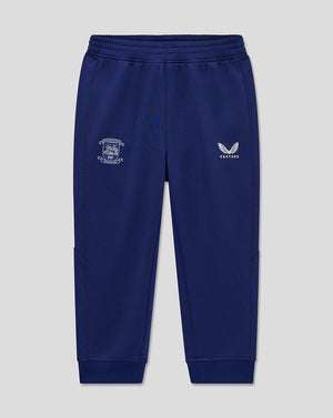 Navy infant training knit pants with crest embroidery on left hip and Castore logo on right thigh