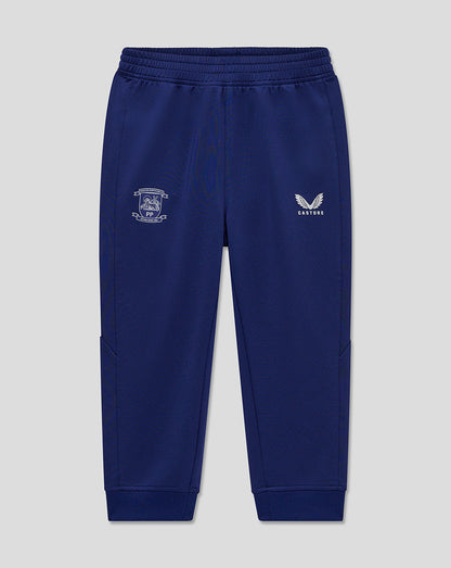 Navy infant training knit pants with crest embroidery on left hip and Castore logo on right thigh