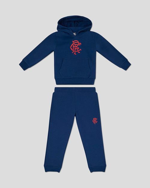 Navy Rangers FC infant sweat set with hooded top and matching pants featuring club crest embroidery