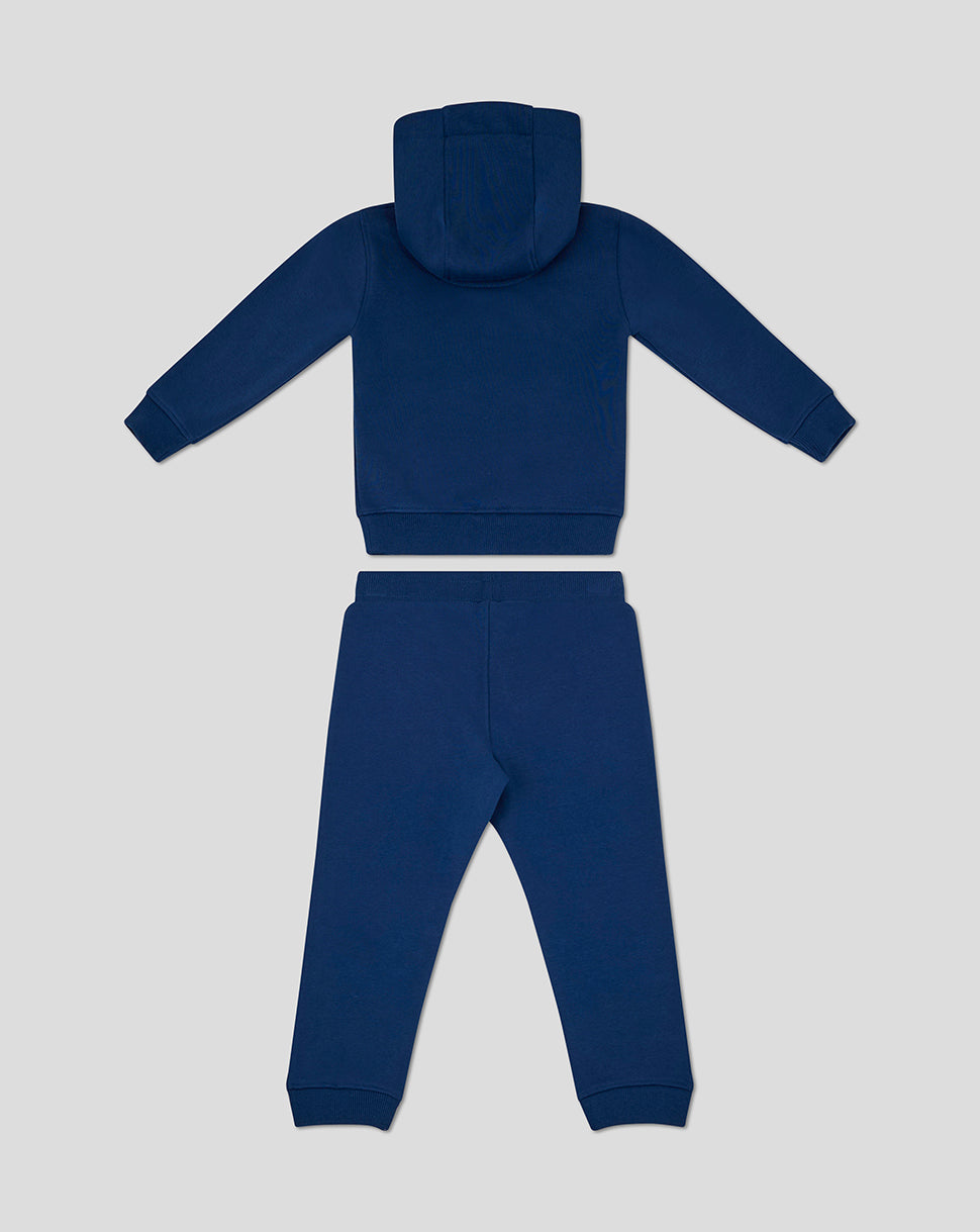 Navy Rangers infant hooded sweat set laid flat with top and matching pants