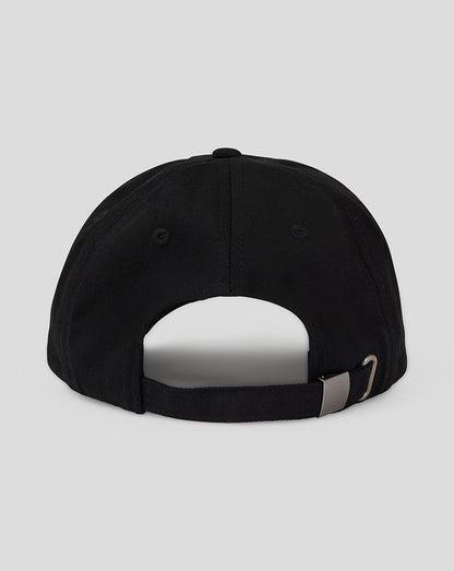Back view of black Saracens Junior 24/25 Training Cap showing adjustable strap and buckle