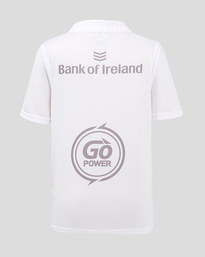 Back view of white Ulster shirt with Bank of Ireland at the top and Go Power graphic lower.