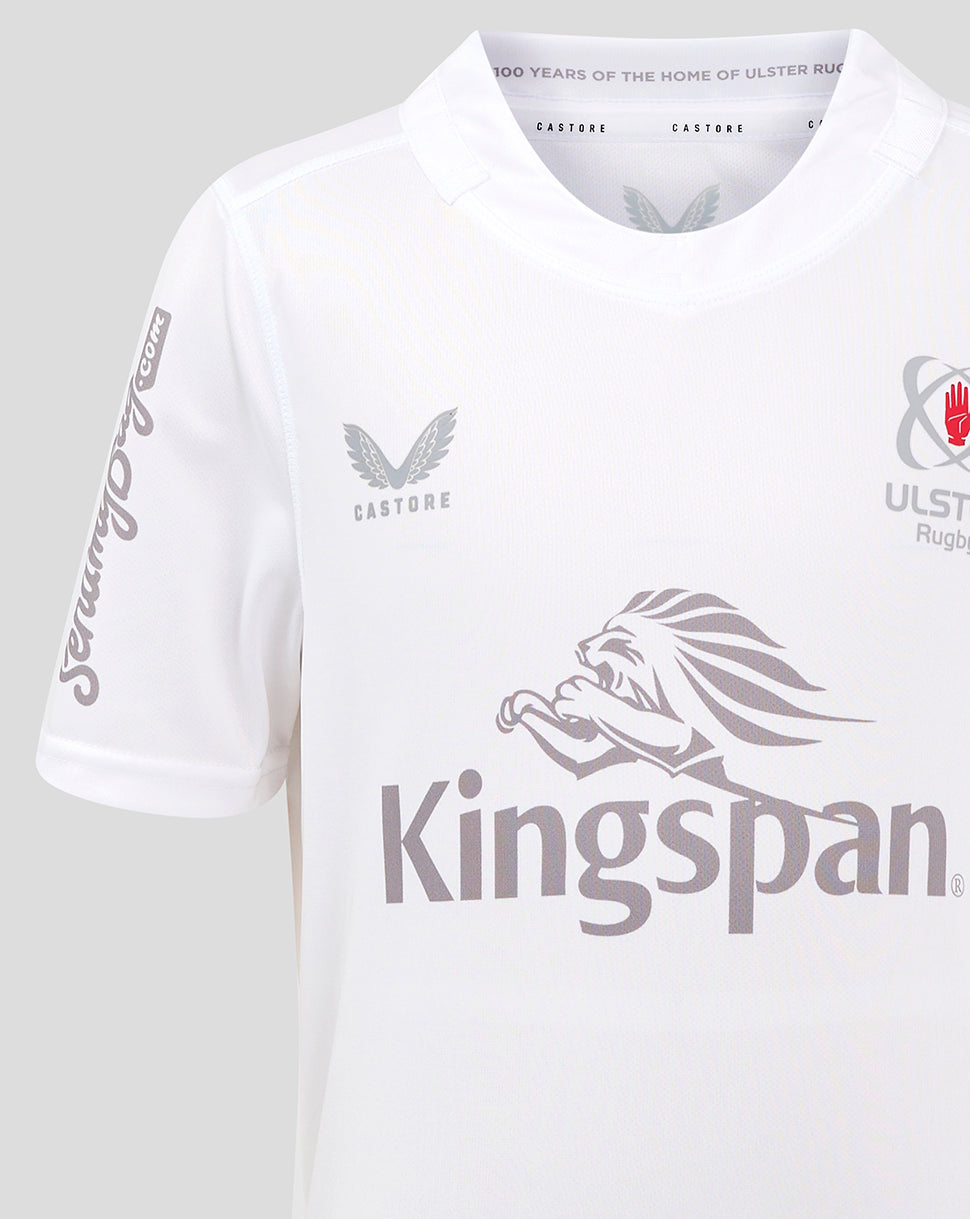 White Ulster Junior 24/25 home rugby shirt front with large Kingspan logo and Castore branding.