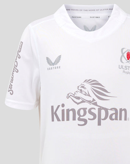 White Ulster Junior 24/25 home rugby shirt front with large Kingspan logo and Castore branding.