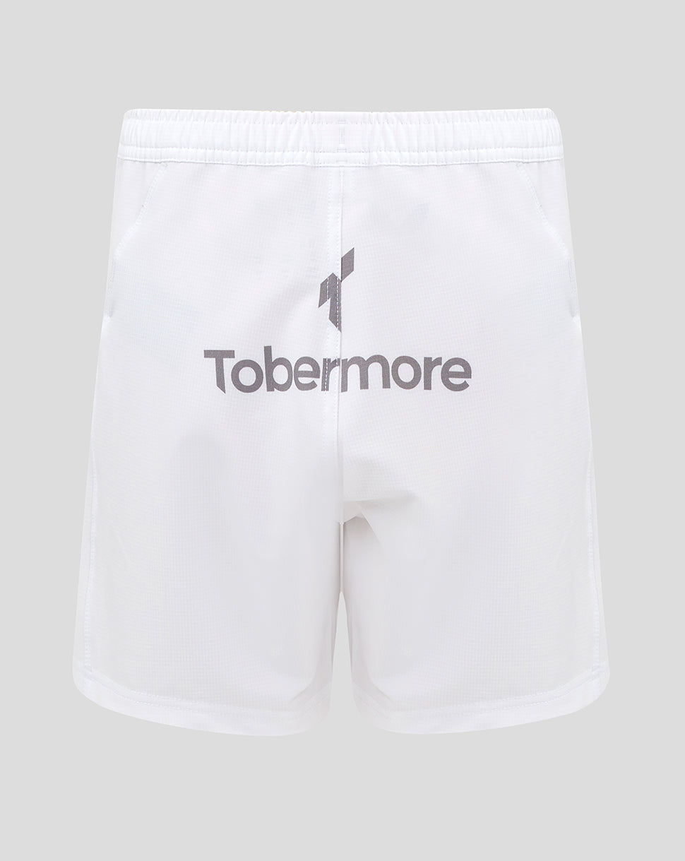 Back view of white shorts with Tobermore branding on the left side