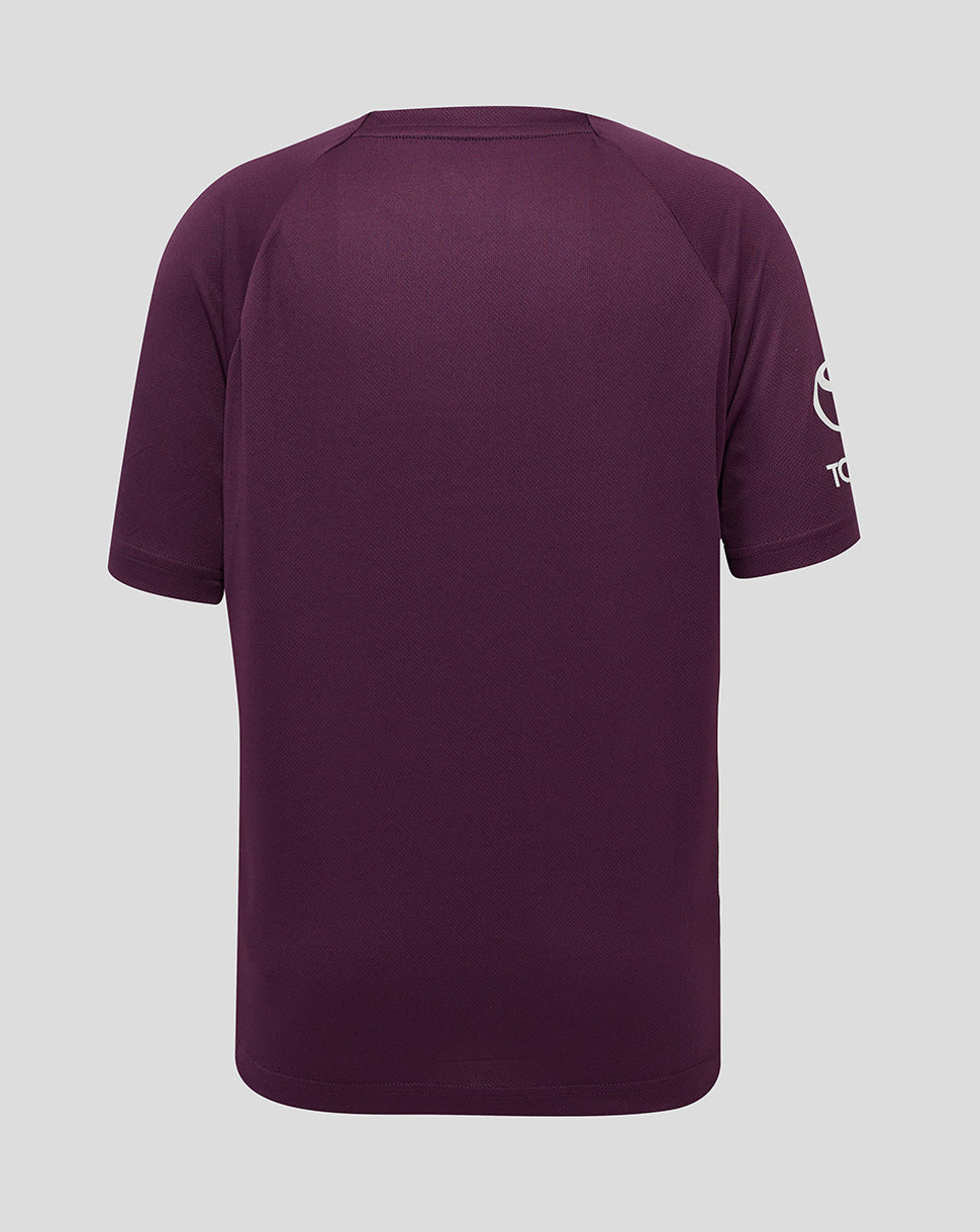 Back view of the England Cricket Training Junior Short Sleeve Tee in deep purple with a plain back.