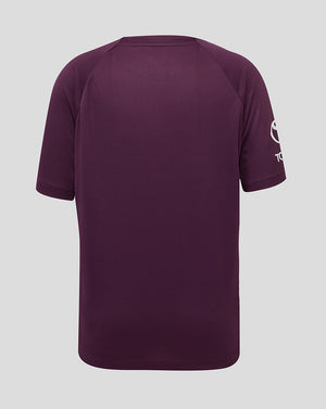 Back view of the England Cricket Training Junior Short Sleeve Tee in deep purple with a plain back.