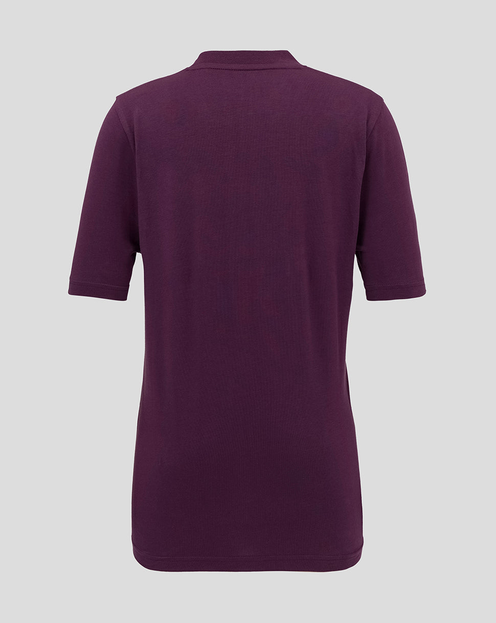 Back view of a maroon England cricket tee with short sleeves and no visible logos