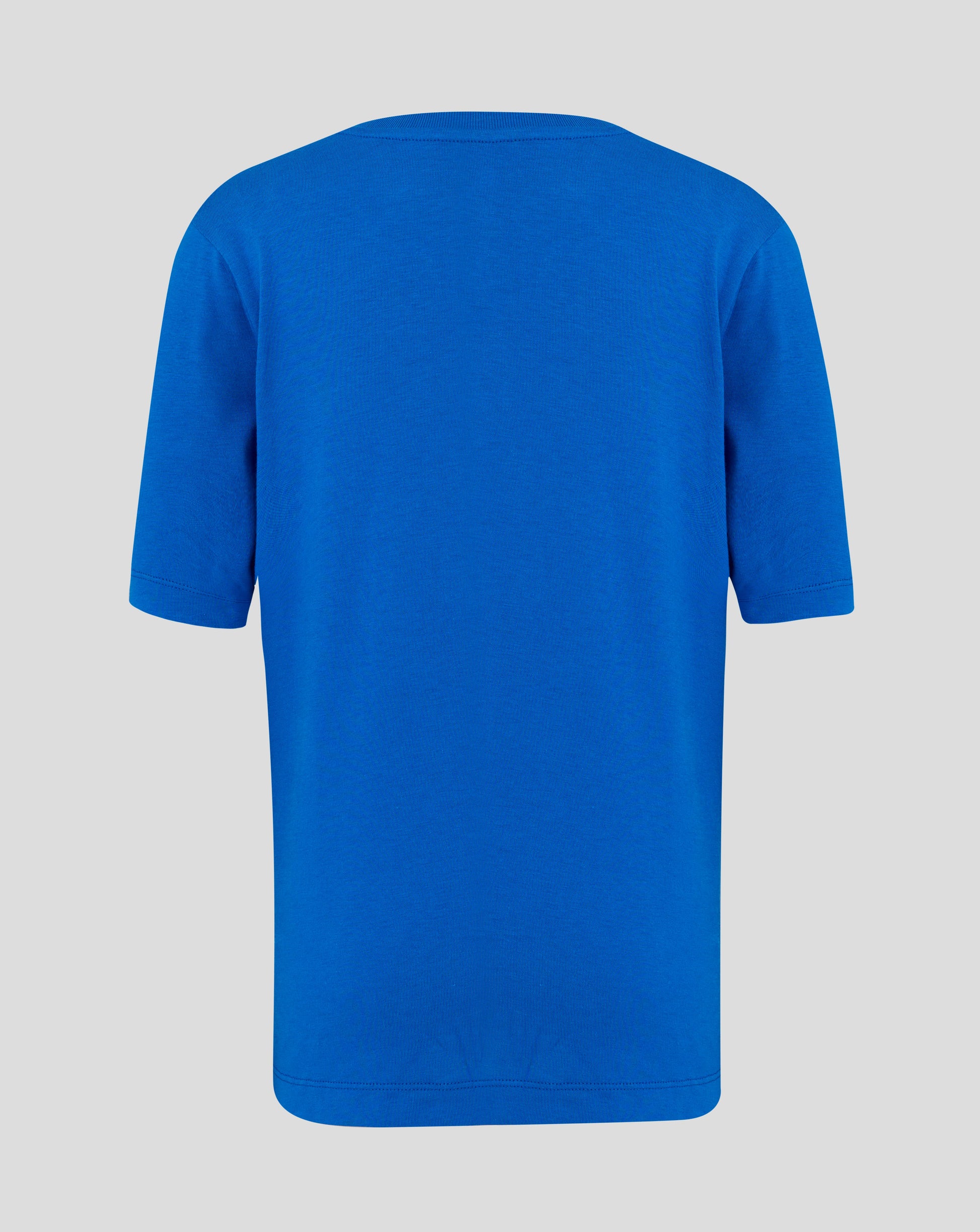 Back view of a lapis blue Rangers Junior Badge Tee with plain fabric