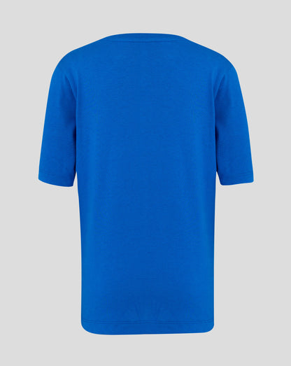 Back view of a lapis blue Rangers Junior Badge Tee with plain fabric
